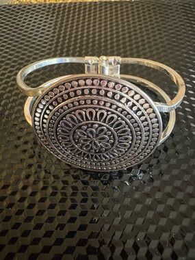 Silver-Tone Floral Medallion Cuff Bracelet - Women's Jewelry